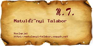 Matulányi Talabor névjegykártya